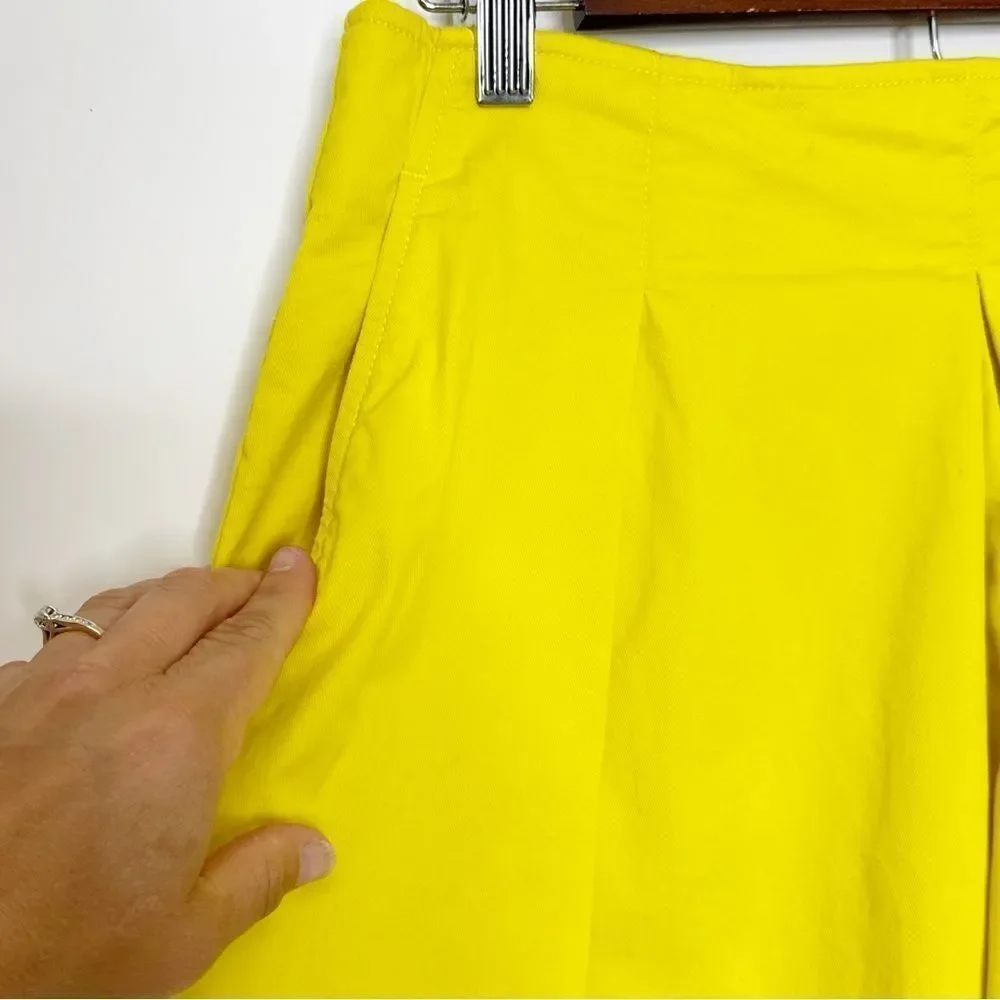 Anthropologie Maeve Bright Yellow Tennis Pleated High Rise Skort Size 4